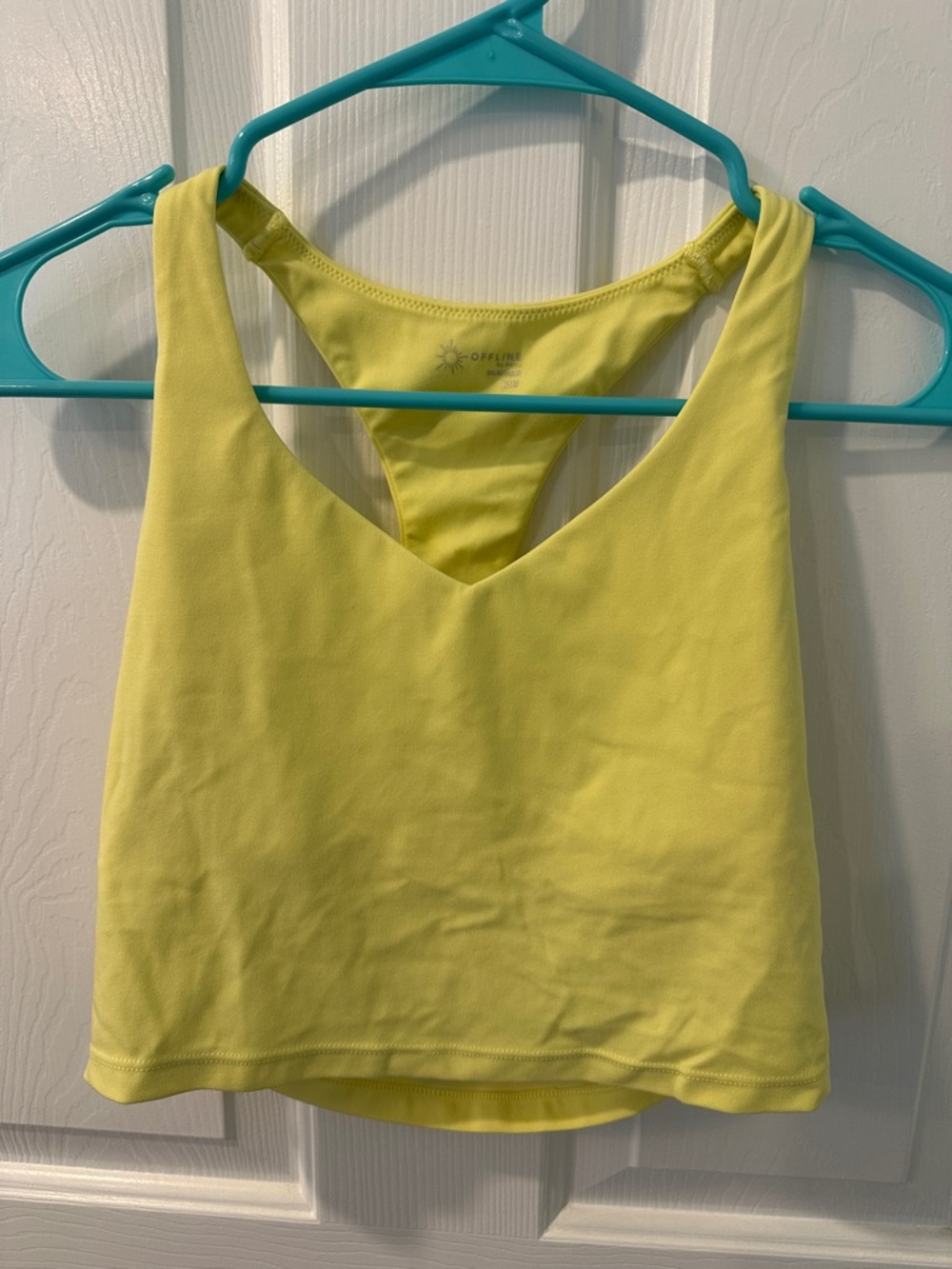 Cropped Racerback Tank Top in Yellow - Offline by Aerie